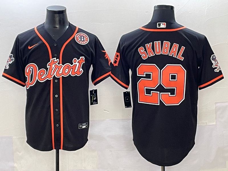 Men 2025 Detroit Tigers #29 Skubal Black Joint Name Nike MLB Jersey style 7->detroit tigers->MLB Jersey